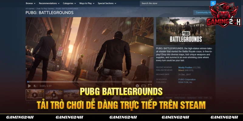 PUBG: BATTLEGROUNDS - Có thể được tải trực tiếp trên Steam