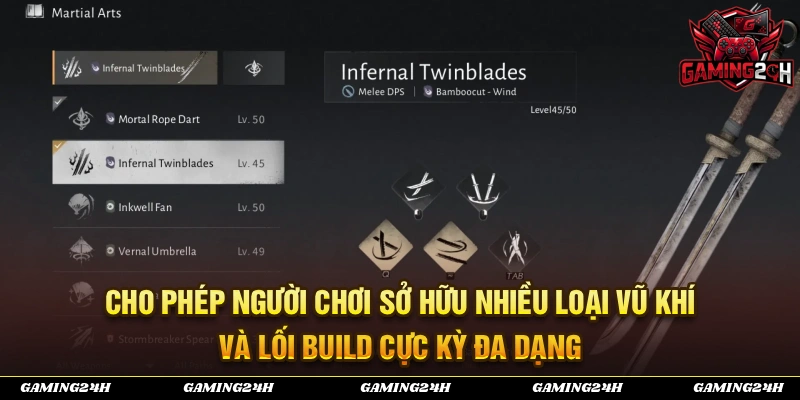 Where Winds Meet cho phép người chơi sở hữu nhiều loại vũ khí với lối build đa dạng