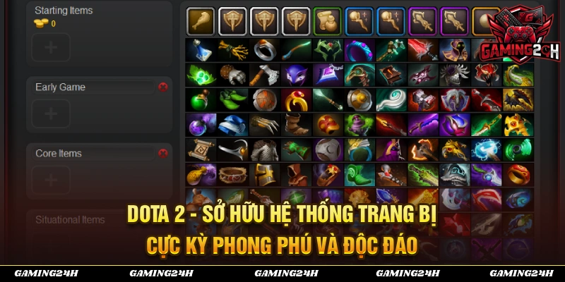 Dota 2 là trò chơi sở hữu hệ thống trang bị đa dạng và độc đáo 